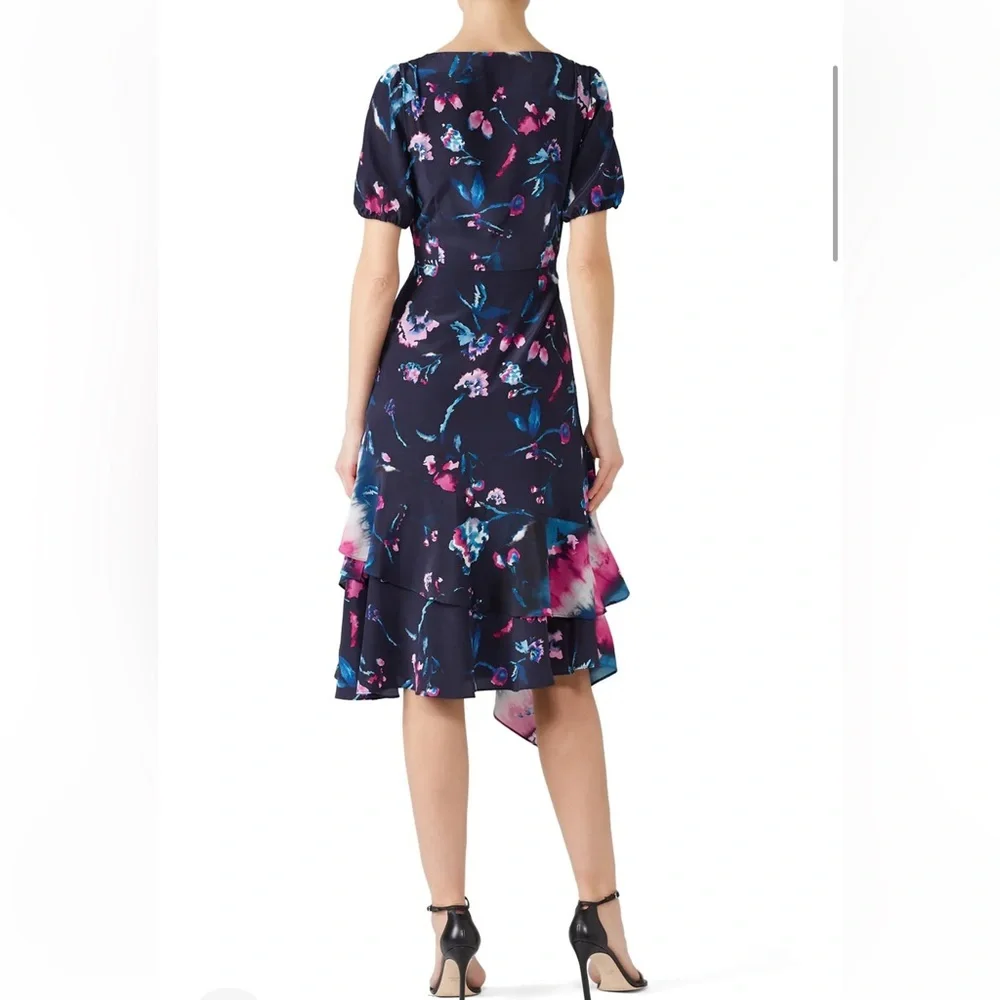 💖NWT WOMENS TANYA TAYLOR ESTRELLA SILK DRESS IN NAVY/TIE DYE FLORAL SIZE 12 - Picture 4 of 17